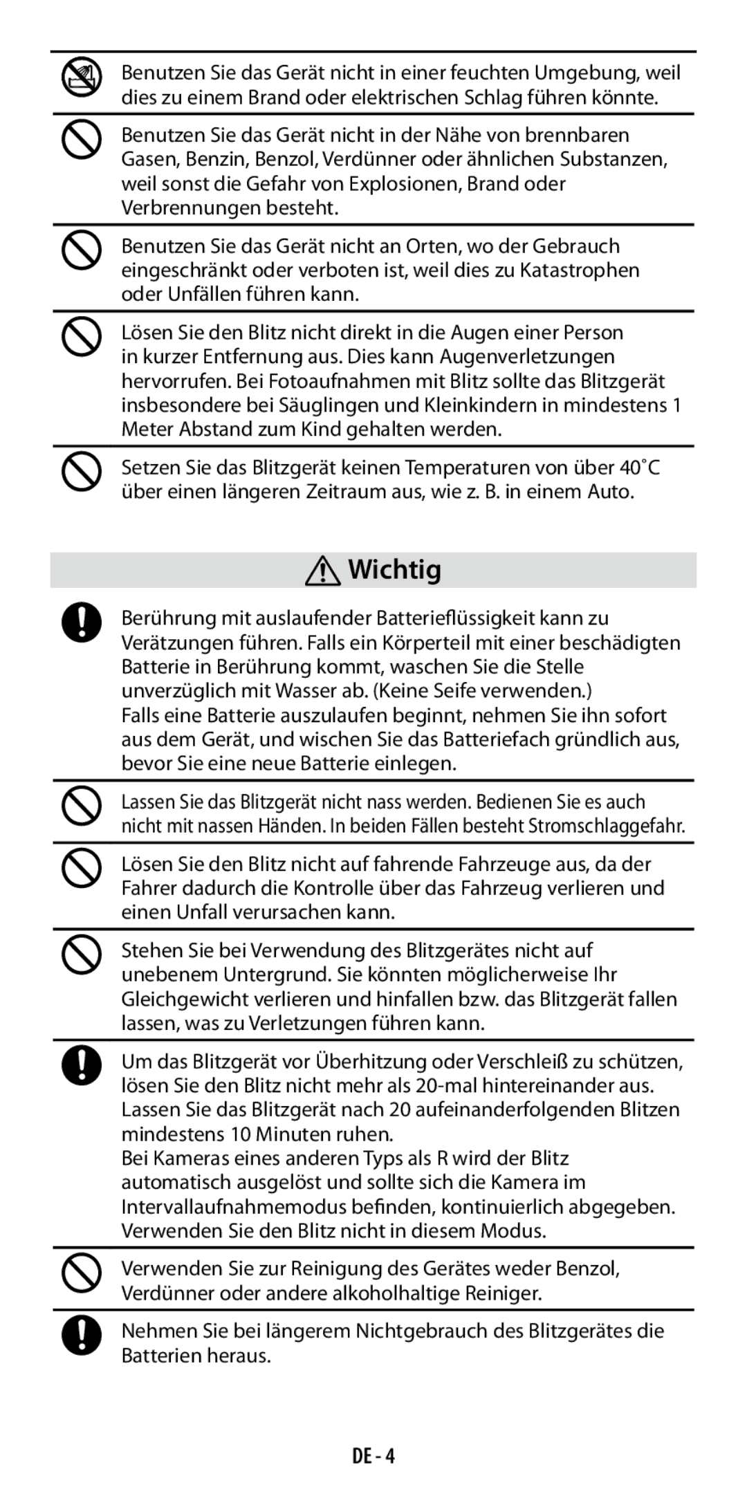 Ricoh GF-1 instruction manual  Wichtig 